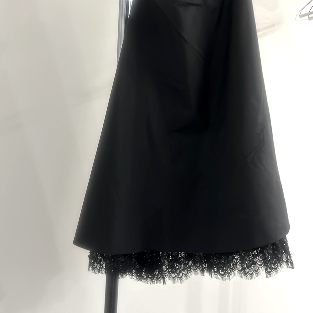Tadashi satin A line skirt with laced edging underskirt
